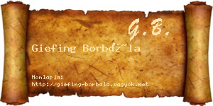Giefing Borbála névjegykártya